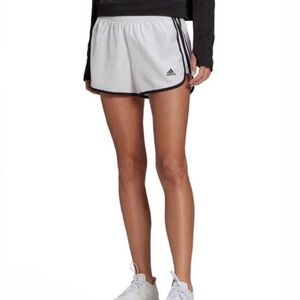 Adidas Marathon 20 Carrera Triple Striped 4 Inch White Running Shorts Size M NWT